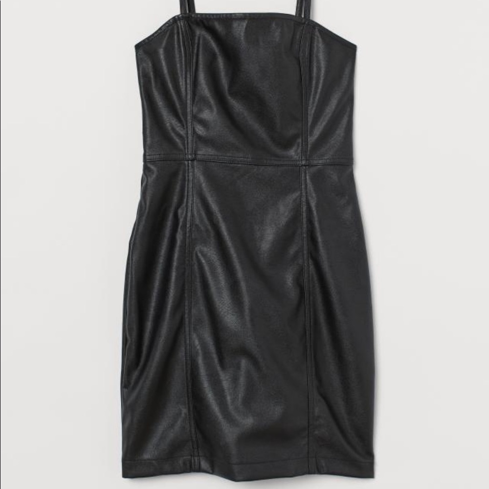 Black faux leather dress